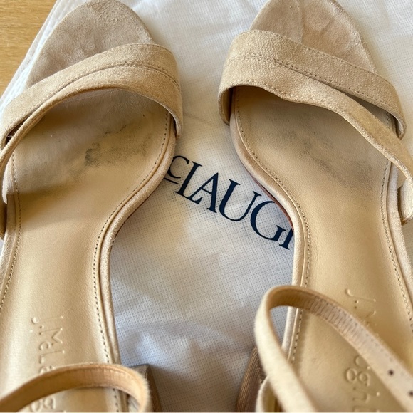 J. McLaughlin Shauna Suede Sandals Heels Chunky Block neutral summer office chic - Picture 11 of 11